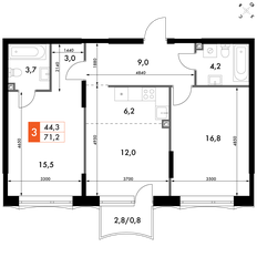 Квартира 71,2 м², 3-комнатная - изображение 2