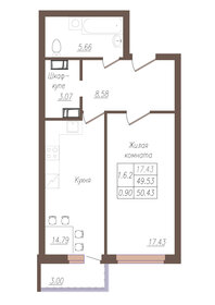 Квартира 50,3 м², 1-комнатная - изображение 1