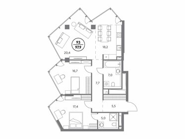 109 м², 3-комнатные апартаменты 142 000 000 ₽ - изображение 109