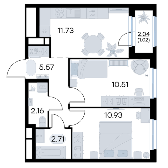 42,3 м², 2-комнатная квартира 4 550 000 ₽ - изображение 71