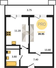 Квартира 40 м², 1-комнатная - изображение 1