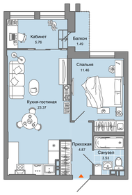 56 м², 2-комнатная квартира 9 603 300 ₽ - изображение 32
