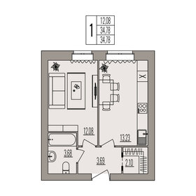 33,6 м², 1-комнатная квартира 4 600 000 ₽ - изображение 45