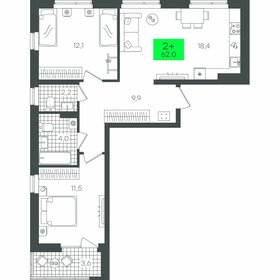 Квартира 63,9 м², 2-комнатная - изображение 1