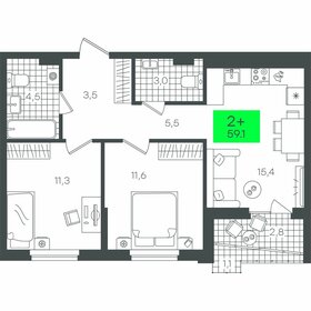 Квартира 59,2 м², 2-комнатная - изображение 1