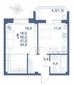 Квартира 44,8 м², 1-комнатная - изображение 5