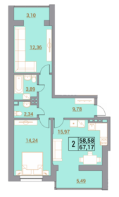 68 м², 3-комнатная квартира 6 200 000 ₽ - изображение 85