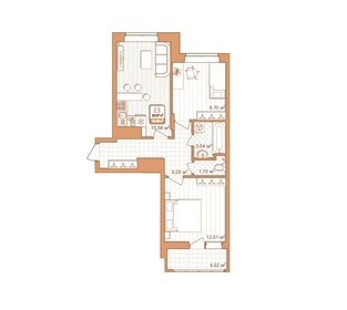 Квартира 56,4 м², 2-комнатная - изображение 1