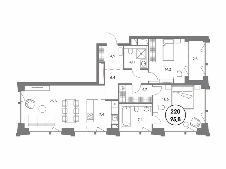 96 м², 2-комнатная квартира 76 224 000 ₽ - изображение 1