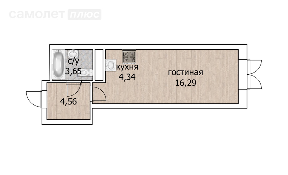 28,8 м², квартира-студия 7 250 000 ₽ - изображение 51