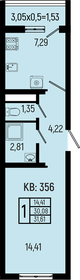 Квартира 31,6 м², 1-комнатная - изображение 1