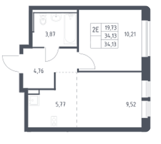 Квартира 34,1 м², 2-комнатная - изображение 1