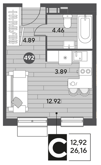 26,2 м², квартира-студия 4 999 176 ₽ - изображение 1