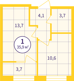 Квартира 34,1 м², 1-комнатная - изображение 2