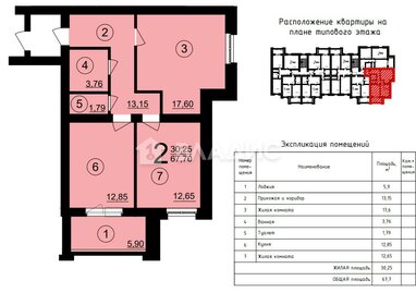 Квартира 67,7 м², 2-комнатная - изображение 2