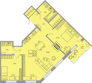 Квартира 66 м², 2-комнатная - изображение 1