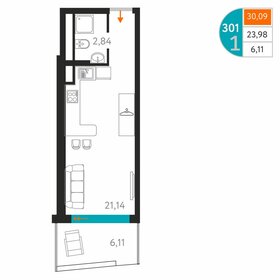 Квартира 30,1 м², студия - изображение 1
