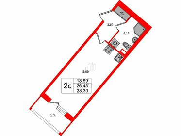 Квартира 26,4 м², студия - изображение 1