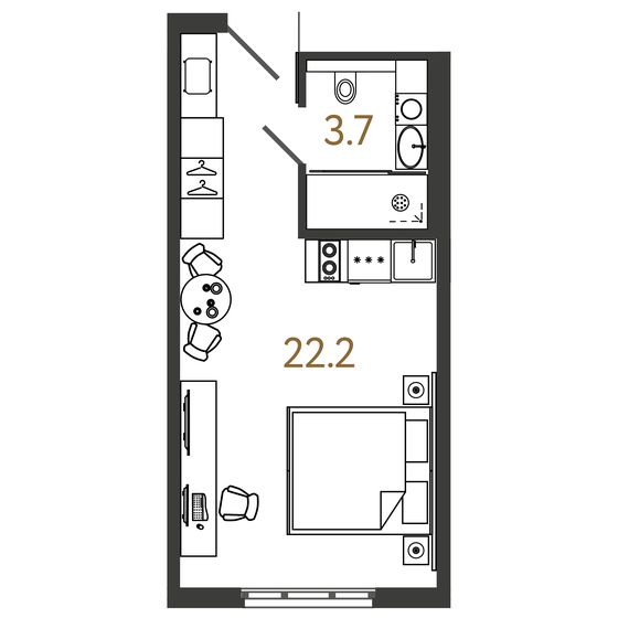 25,9 м², апартаменты-студия 9 750 000 ₽ - изображение 1