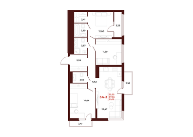 88,6 м², 3-комнатная квартира 8 943 550 ₽ - изображение 1