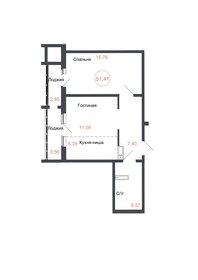 Квартира 51,4 м², 2-комнатная - изображение 1