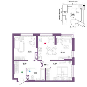 Квартира 55,4 м², 3-комнатная - изображение 1