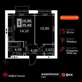 Квартира 35,5 м², 1-комнатная - изображение 1