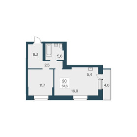 Квартира 51,5 м², 2-комнатная - изображение 1