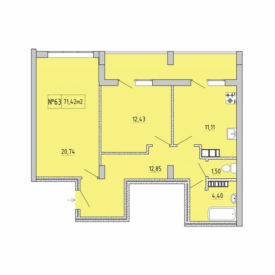 60,3 м², 3-комнатная квартира 11 330 000 ₽ - изображение 77