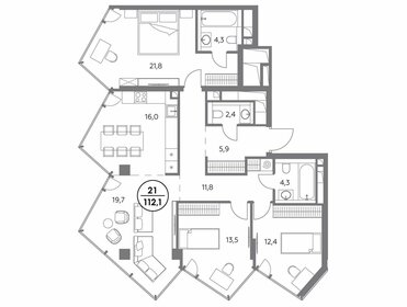 136,1 м², 3-комнатная квартира 106 500 000 ₽ - изображение 20