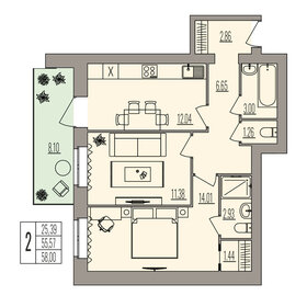 58,8 м², 2-комнатная квартира 7 990 000 ₽ - изображение 58