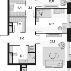 Квартира 92,5 м², 3-комнатная - изображение 2