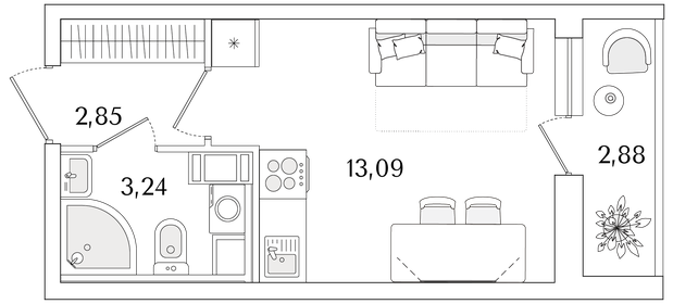 Квартира 20,6 м², студия - изображение 1
