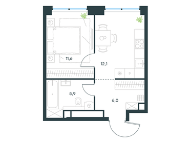 Квартира 35,6 м², 1-комнатная - изображение 1