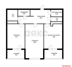 Квартира 72,4 м², 2-комнатная - изображение 1