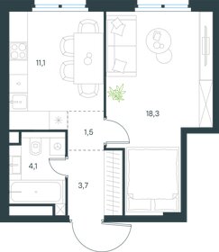 Квартира 38,7 м², 1-комнатная - изображение 1