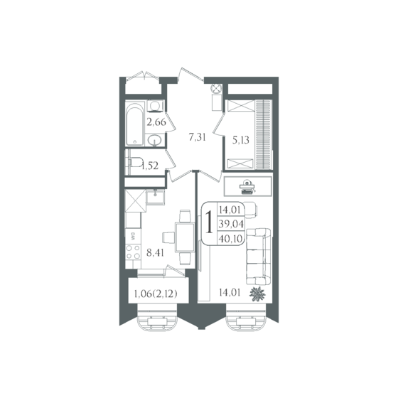 53,3 м², 1-комнатная квартира 7 350 000 ₽ - изображение 64