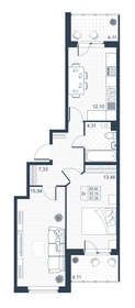 Квартира 57,3 м², 2-комнатная - изображение 1