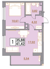 41,3 м², 1-комнатная квартира 4 291 040 ₽ - изображение 14