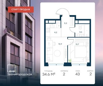 Квартира 34,6 м², 2-комнатная - изображение 1