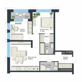 Квартира 64,1 м², 2-комнатная - изображение 1