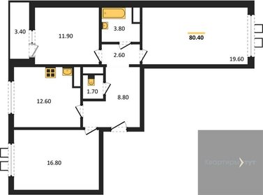 Квартира 79,5 м², 3-комнатная - изображение 1