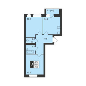 Квартира 65,5 м², 2-комнатная - изображение 1