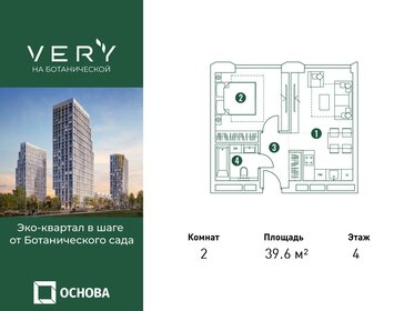 Квартира 39,6 м², 2-комнатные - изображение 1