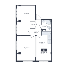 56,2 м², 2-комнатная квартира 8 300 000 ₽ - изображение 1