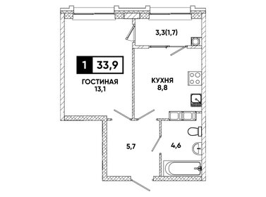30 м², 1-комнатная квартира 7 700 000 ₽ - изображение 19