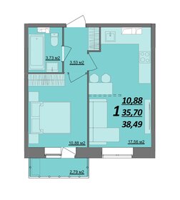 Квартира 38,5 м², 1-комнатная - изображение 1