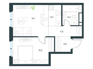 41,7 м², 2-комнатная квартира 18 289 478 ₽ - изображение 9