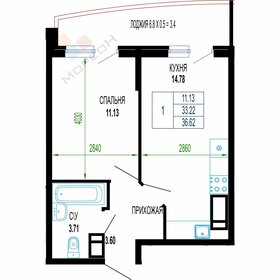 Квартира 33,9 м², 1-комнатная - изображение 1