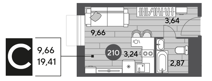 19,7 м², квартира-студия 4 389 810 ₽ - изображение 23